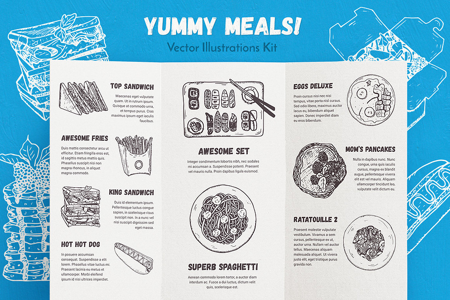 Yummy Meals Vector Set in Illustrations - product preview 8