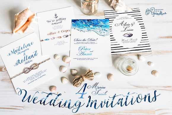 4 Seaside Wedding Invitations in Wedding Templates - product preview 2