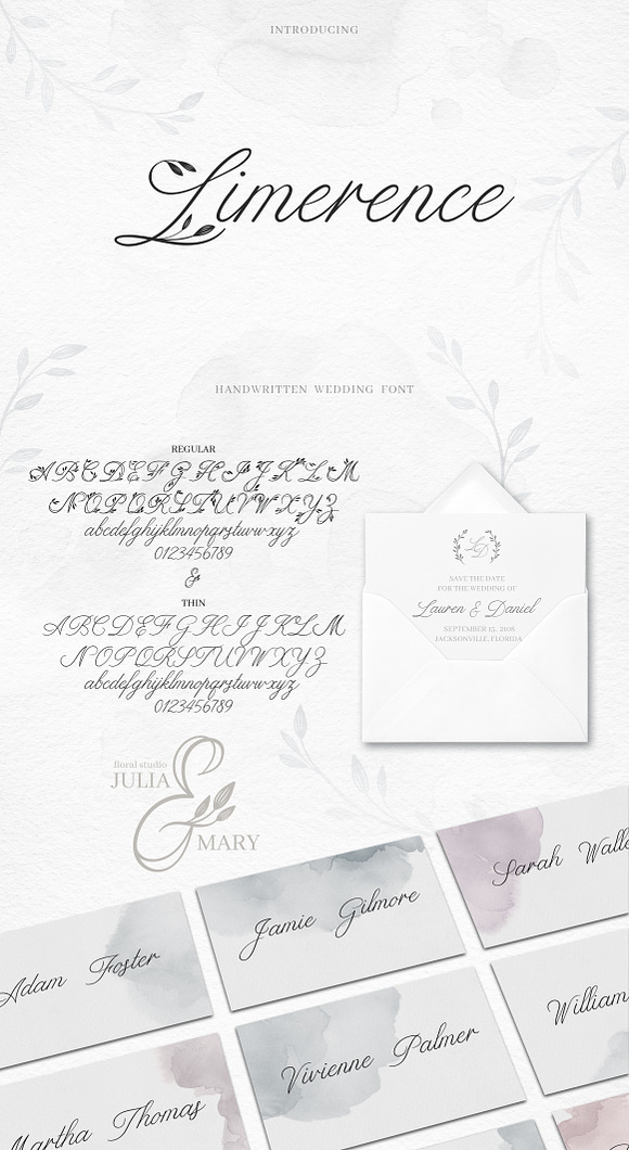 Limerence. Floral Font + Frames in Script Fonts - product preview 12