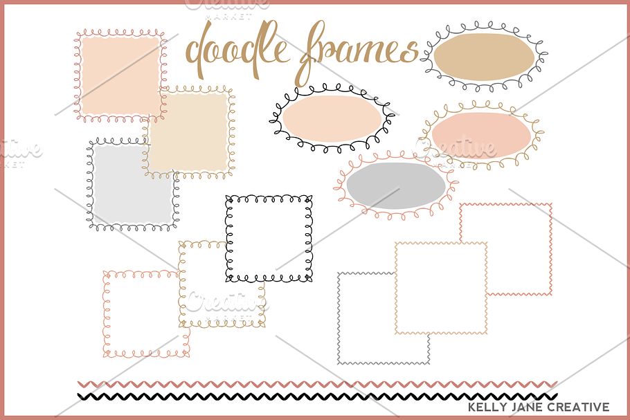 Doodle Frames in Blush & Gold in Illustrations - product preview 8
