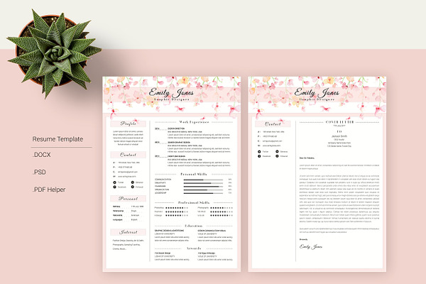 Water Color CV-Resume Template *C