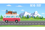 web banner on the theme of Road trip,