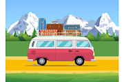 web banner on the theme of Road trip,