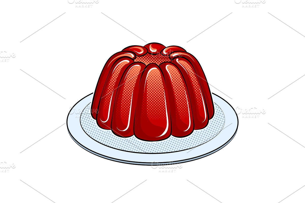 Jelly dessert pop art vector illustration in Illustrations - product preview 8