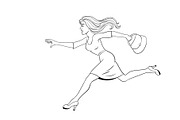 Woman run coloring book vector illustration
