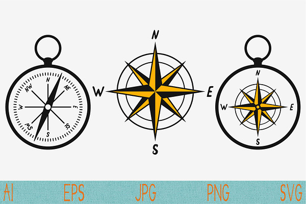 compass SVG PNG JPEG set vector