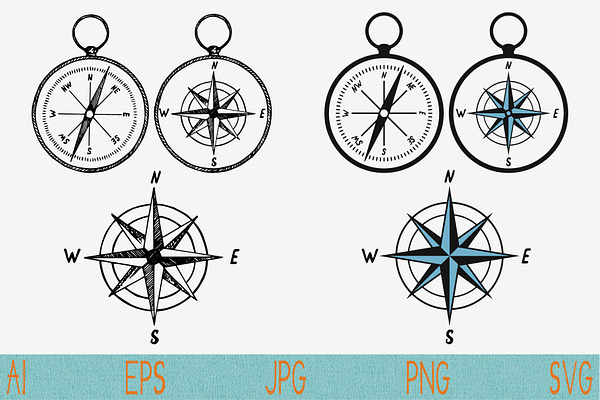 compass SVG PNG JPEG set vector | Custom-Designed Graphic Objects