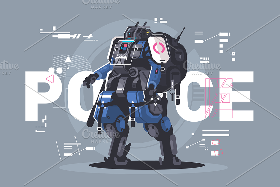 Police drone robot in Illustrations - product preview 8