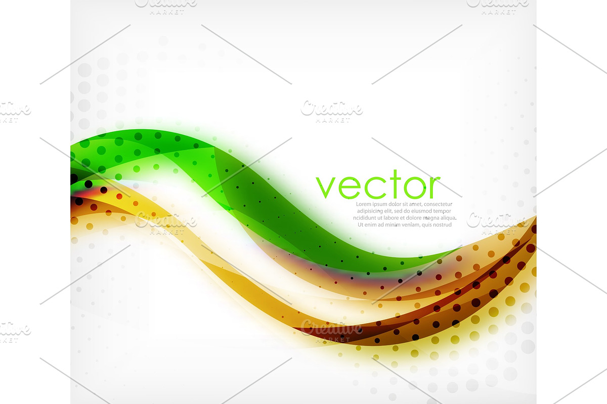 Vector colorful wavy stripe on white background with blurred effects. Vector digital techno abstract background in Illustrations - product preview 8
