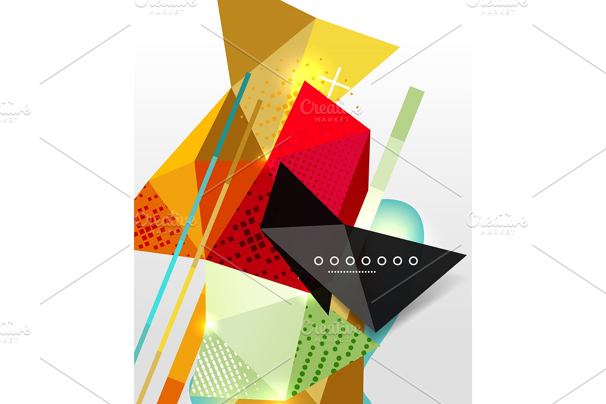 Abstract geometric background, polygonal triangle elements, lines and material textures, holographic elements in Illustrations - product preview 8
