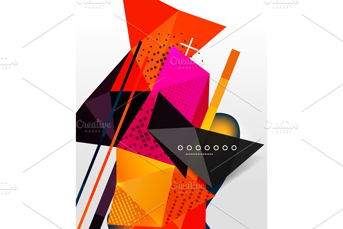 Abstract geometric background, polygonal triangle elements, lines and material textures, holographic elements in Illustrations - product preview 8