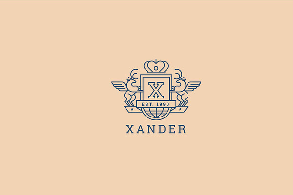 Letter X Logo - Heraldic,Crest Logo