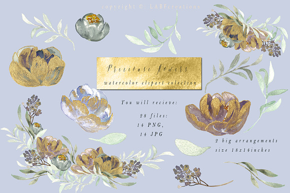 Precious flowers. Watercolor clipart in Illustrations - product preview 4