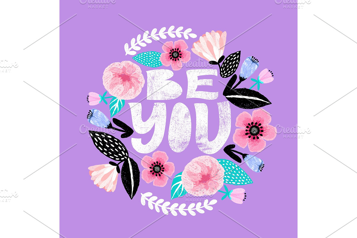 Be you. Feminism quote postcard. in Illustrations - product preview 8