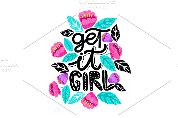 Get it girl! Feminism letterig card.