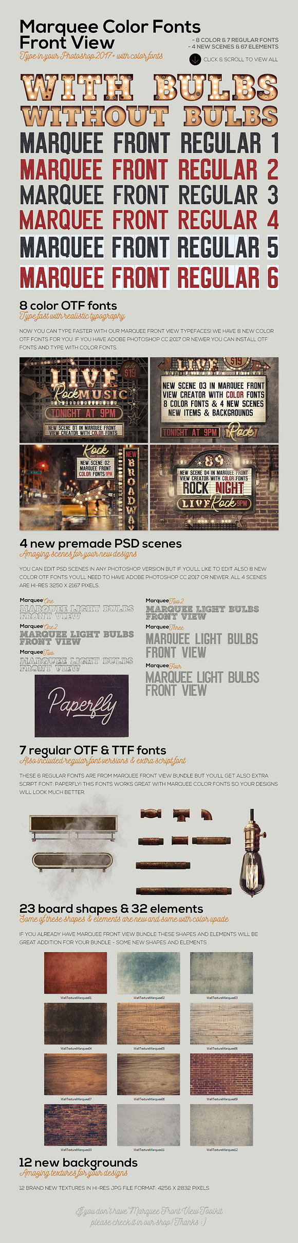 Marquee Front View - Color Fonts in Display Fonts - product preview 2