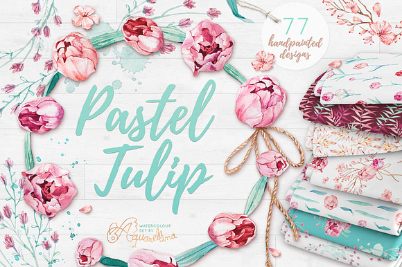 Pastel Tulip - Watercolour Set in Objects - product preview 4