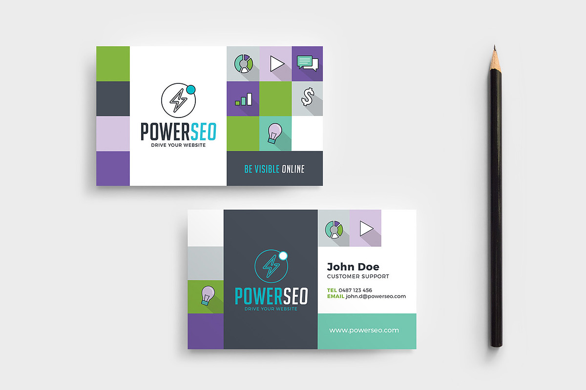 SEO Agency Business Card Template in Business Card Templates - product preview 8