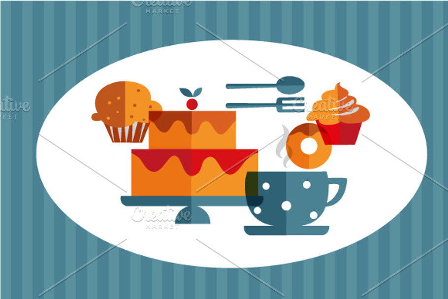 pastry shop / patisserie set in Illustrations - product preview 8