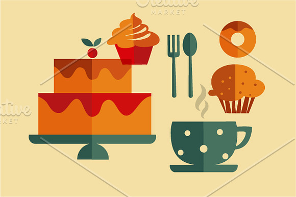 pastry shop / patisserie set in Illustrations - product preview 2