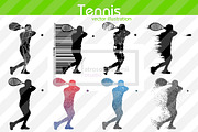 Silhouette of a tennis player. Set