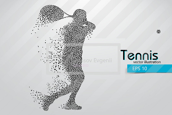 Silhouette of a tennis player. Set in Illustrations - product preview 4
