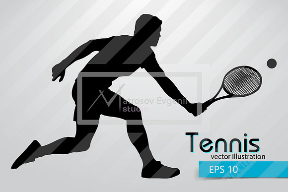 Silhouettes of a tennis player. Set in Illustrations - product preview 1