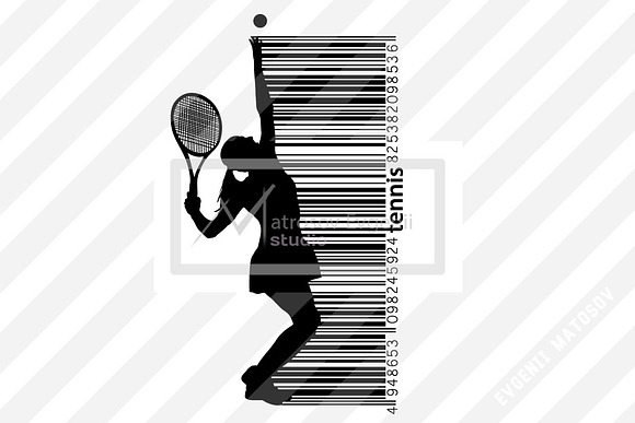 Silhouettes of a tennis player. Set in Illustrations - product preview 6