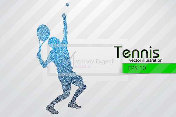 Silhouettes of a tennis player. Set in Illustrations - product preview 3