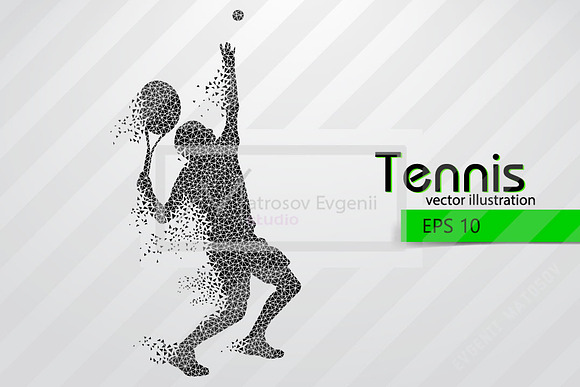 Silhouettes of a tennis player. Set in Illustrations - product preview 5