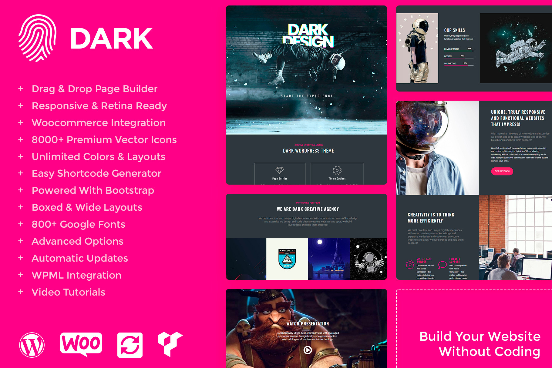 Dark Wordpress Themes Wordpress Portfolio Themes Creative Market