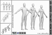 Male and Female Base Mesh in A-Pose