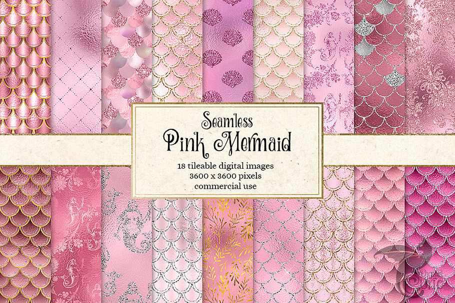 Pink Mermaid Digital Paper