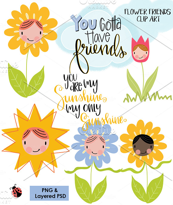 Flower Friends Illustrations in Illustrations - product preview 1