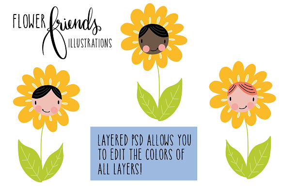 Flower Friends Illustrations in Illustrations - product preview 2