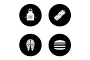 Barbecue glyph icons set