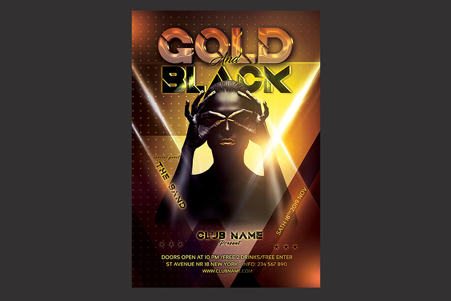 Gold And Black Party Flyer in Flyer Templates - product preview 8