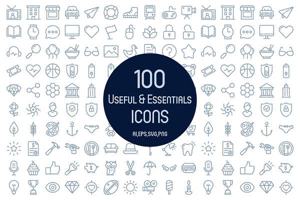 100 Useful & Essentials Icons