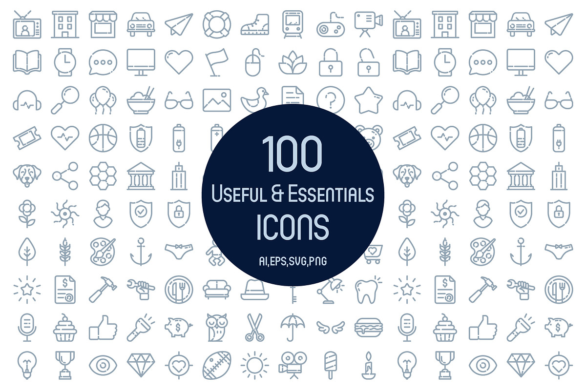 100 Useful & Essentials Icons in Graphics - product preview 8