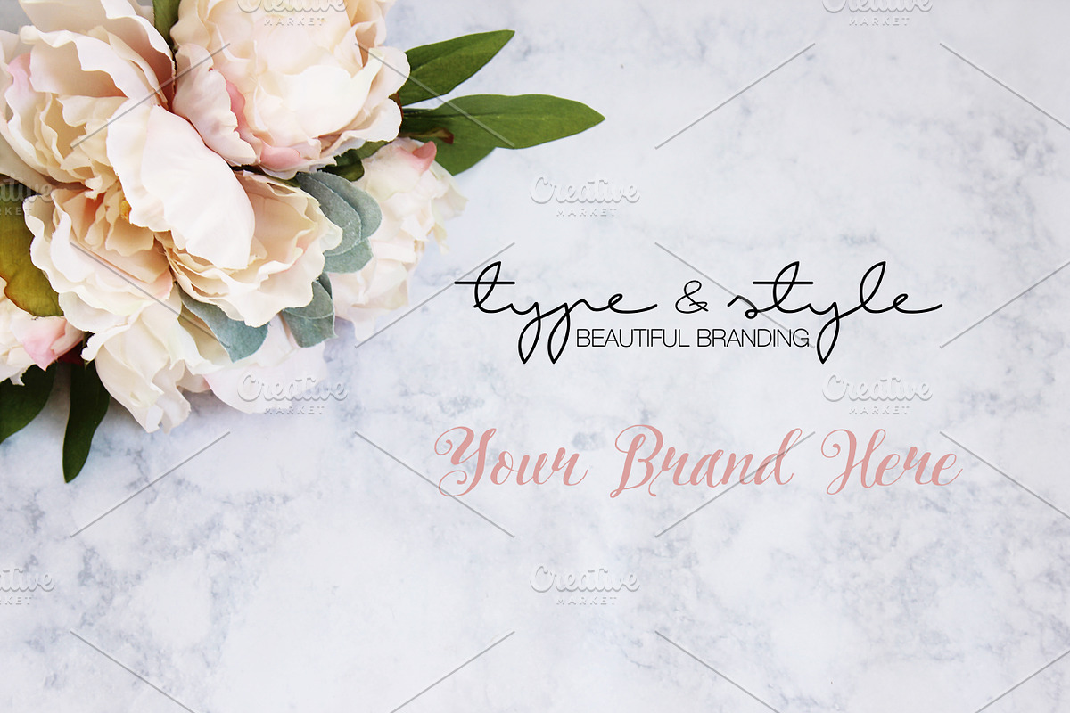 Desktop | Styled Peonies Stock Photo in Product Mockups - product preview 8