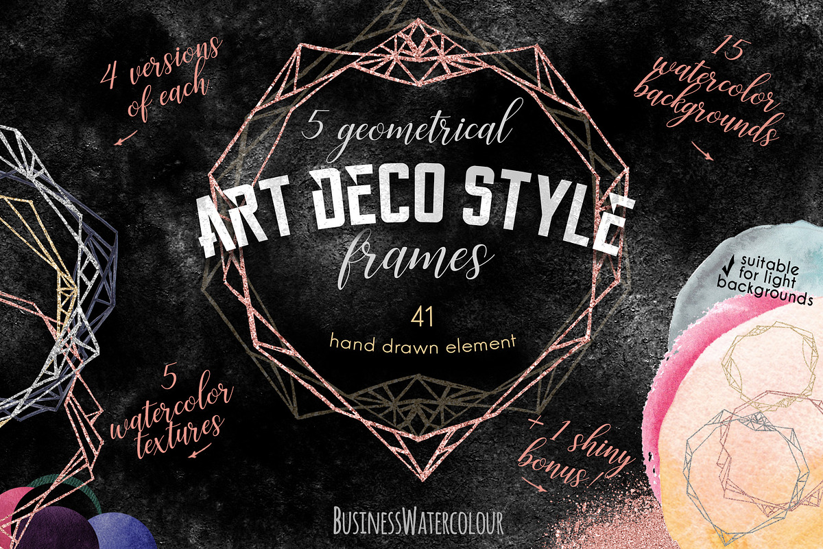 Geometry/Art Deco Style Frames Set in Objects - product preview 8
