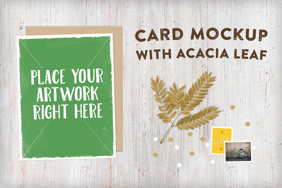 Card Mockup with Acacia Leaf in Print Mockups - product preview 8