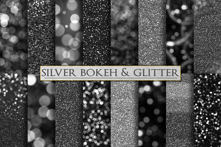 Silver Glitter and Bokeh Backdrops in Textures - product preview 8