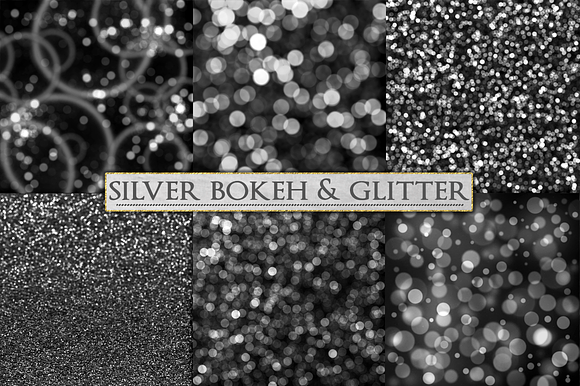 Silver Glitter and Bokeh Backdrops in Textures - product preview 1