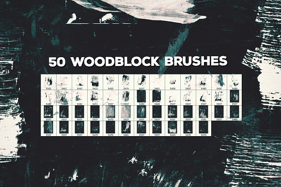 50 Vintage Woodblock Brushes in Photoshop Brushes - product preview 3