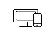 Monitor and phone icon. vector 