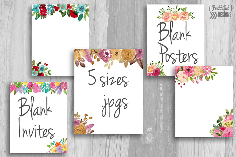 Watercolor blank posters and invites