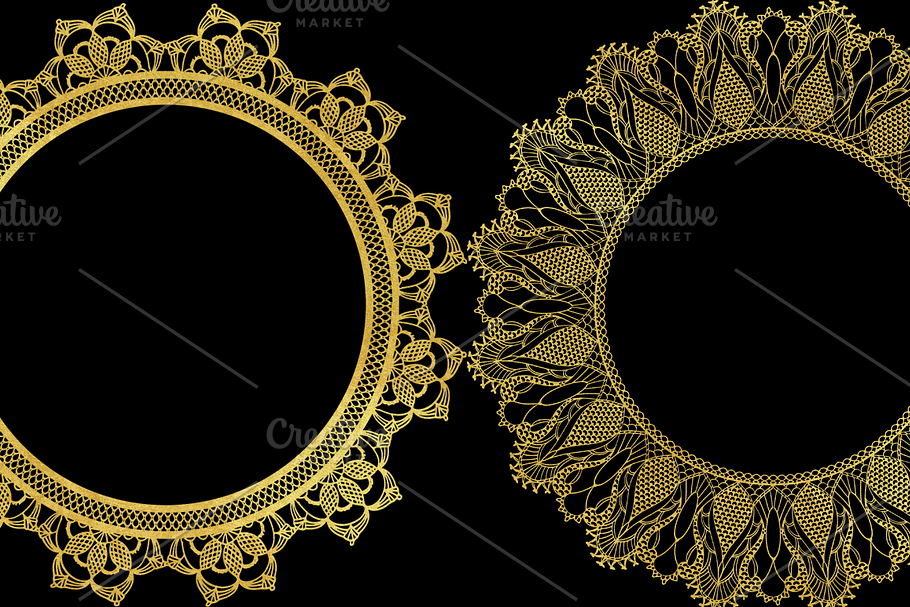 Gold Lace Frames Clipart Overlays
