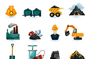 Mining industry icons set