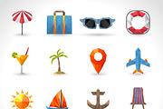 Travel polygonal icons set